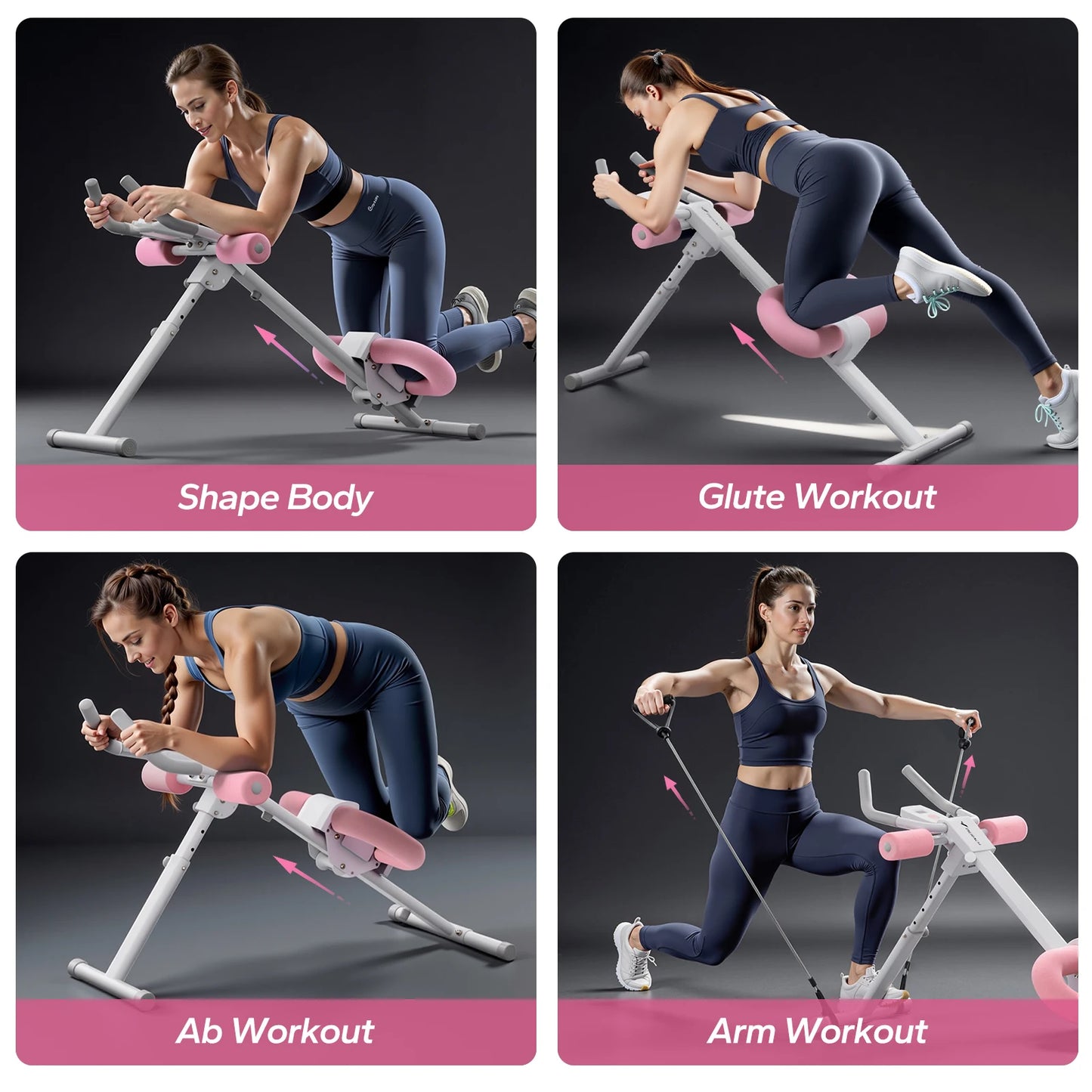 MERACH Ab Machine Adjustable Trainer Workout Foldable Knee Protection Abdominal Exercise Machine Core Ab Exercise System Trainer