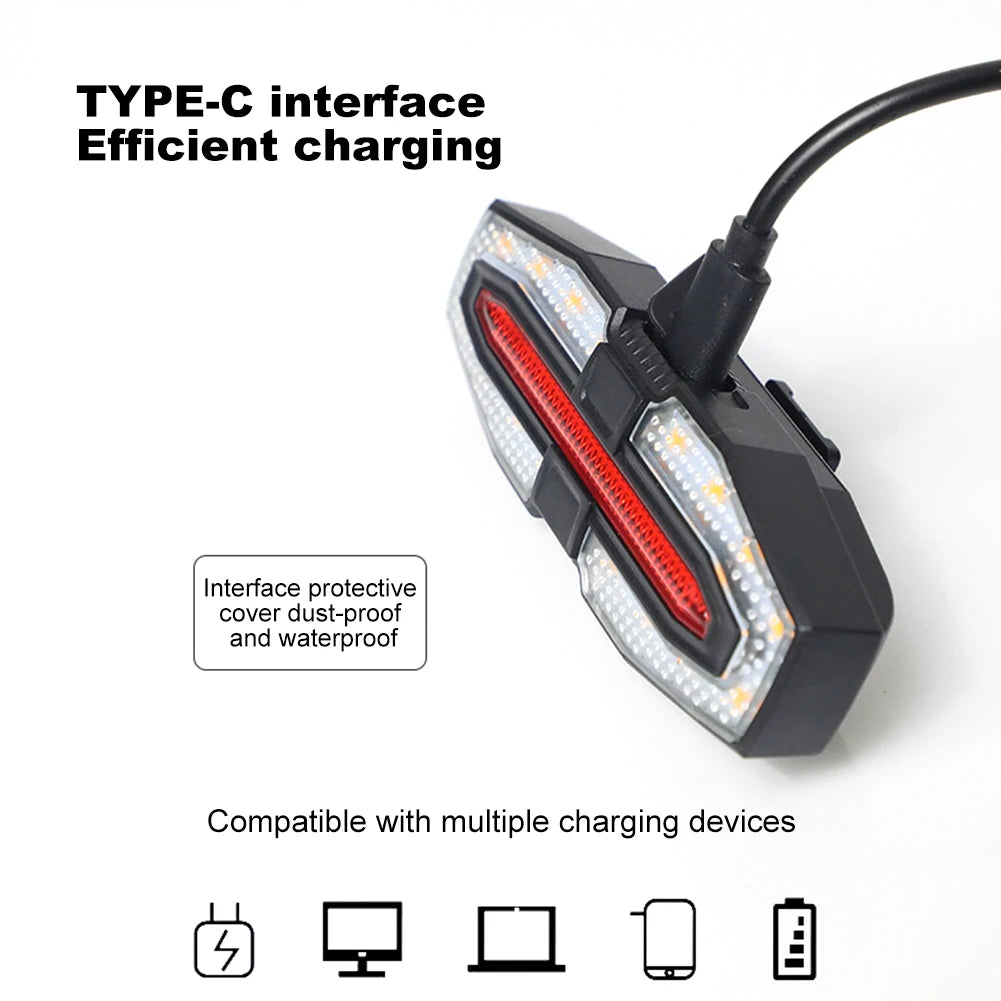 Rechargeable Warning Bike Lights with Turn Signals Cycling Back Light Wireless Remote Control Bike Rear Light for Night Riding