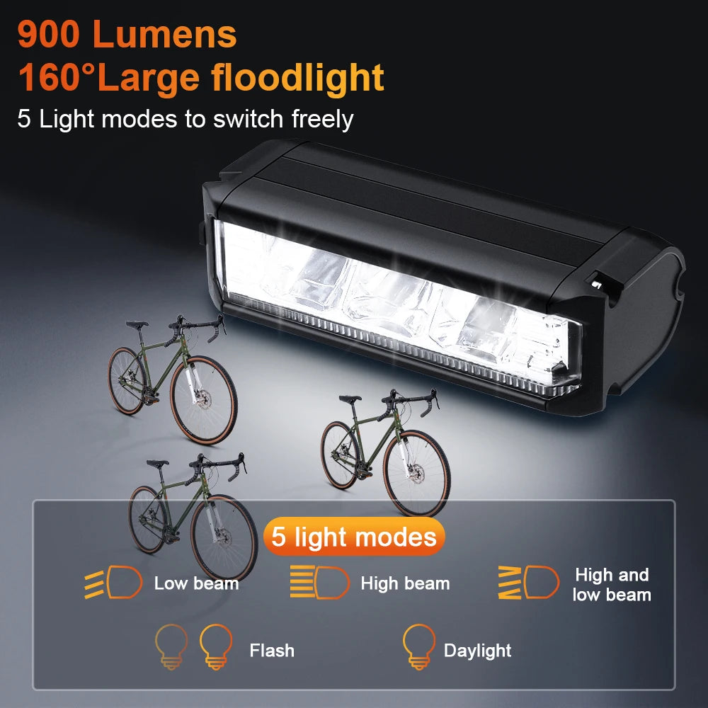 USB Rechargeable Bike Front Light 900 Lumens Cycling Light 2000mAh Bike Lights for Night Riding/Cycling Safety Lamp