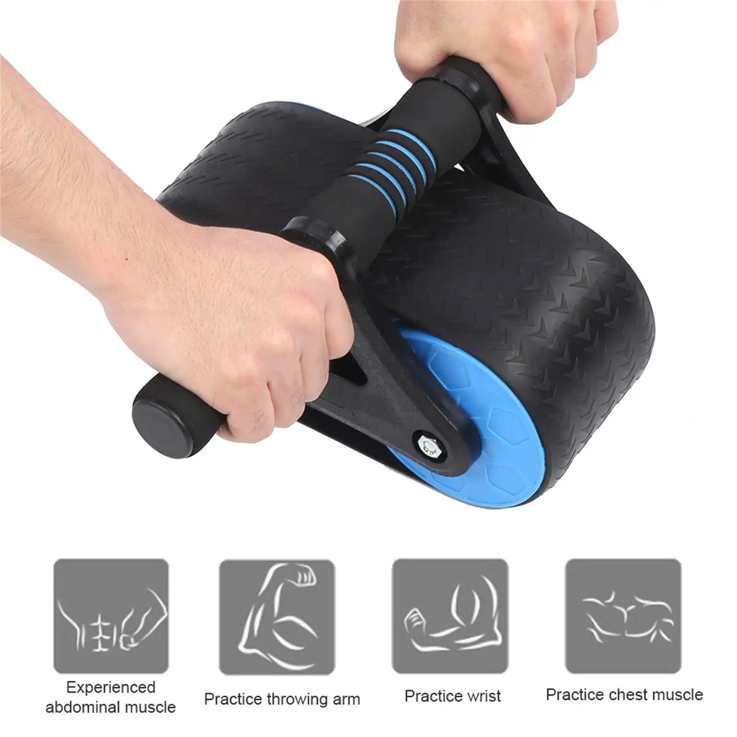 Springback Wheels Roller Domestic Abdominal Exerciser Push‑up Training Mute Fitness Equipment Blue Fitness Accessories