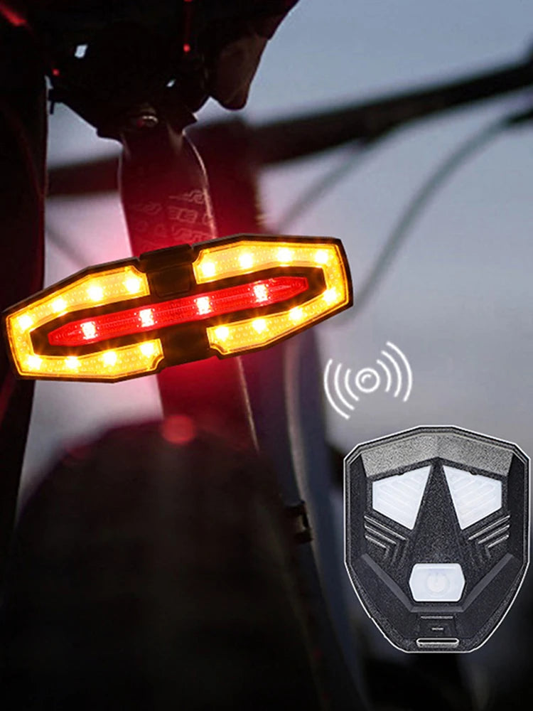 Rechargeable Warning Bike Lights with Turn Signals Cycling Back Light Wireless Remote Control Bike Rear Light for Night Riding