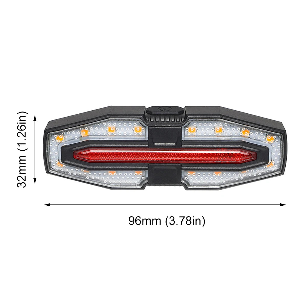 Rechargeable Warning Bike Lights with Turn Signals Cycling Back Light Wireless Remote Control Bike Rear Light for Night Riding