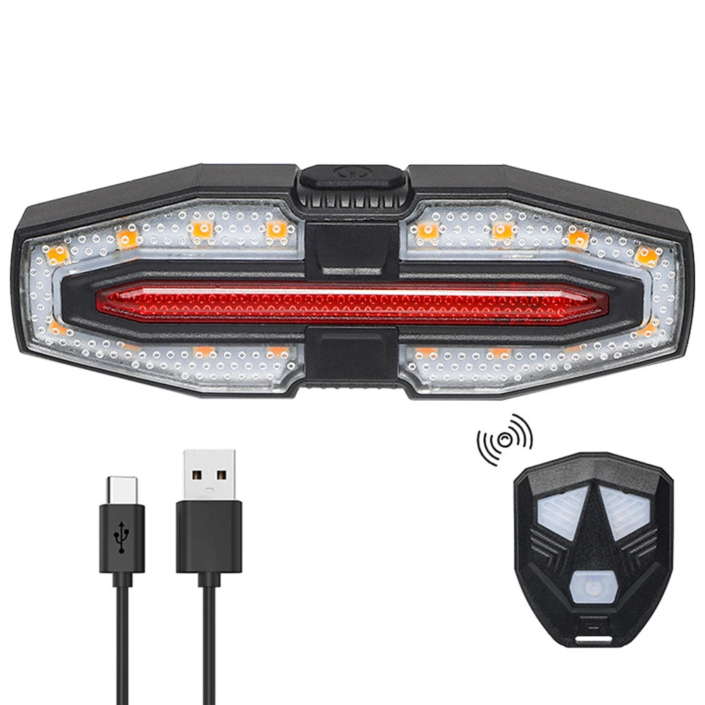 Rechargeable Warning Bike Lights with Turn Signals Cycling Back Light Wireless Remote Control Bike Rear Light for Night Riding