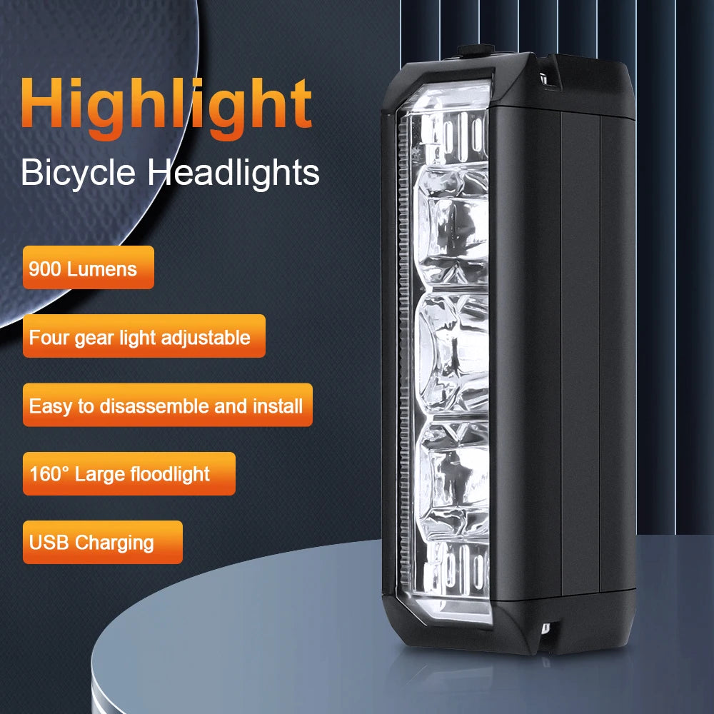 USB Rechargeable Bike Front Light 900 Lumens Cycling Light 2000mAh Bike Lights for Night Riding/Cycling Safety Lamp