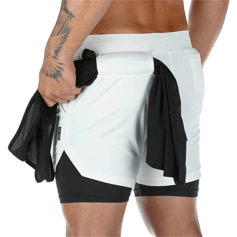 2024 Camo Running Shorts Men 2 In 1 Double-deck Quick Dry GYM Sport Shorts Fitness Jogging Workout Shorts Men Sports Short Pants