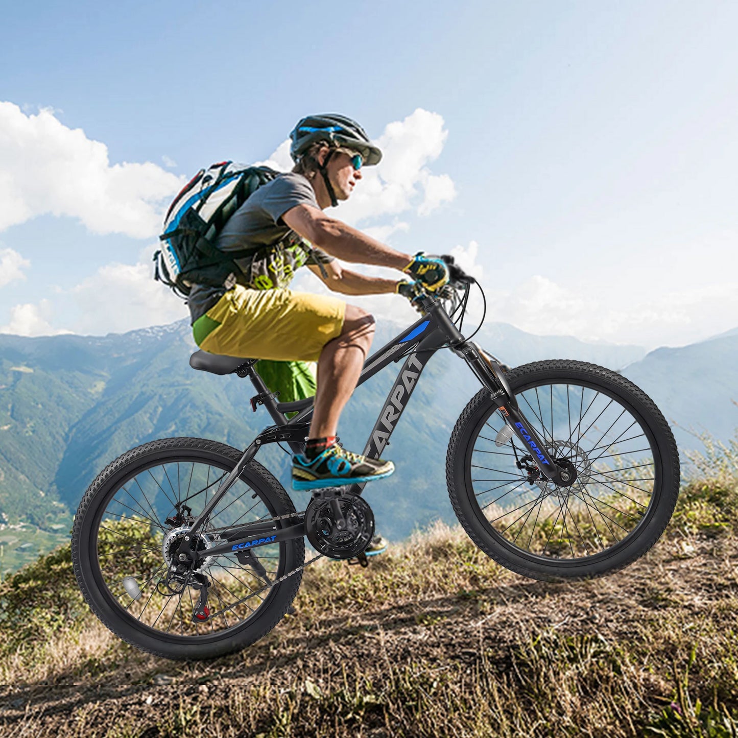 Ecarpat Dual Full Suspension Mountain Bike 24/26/27.5 Inch, Mens Women Teenagers Boy Girl Mountain Bike, 21-Speed Disc Bicycles
