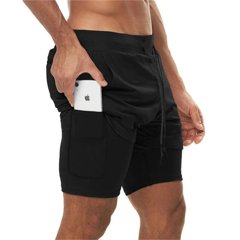 2024 Camo Running Shorts Men 2 In 1 Double-deck Quick Dry GYM Sport Shorts Fitness Jogging Workout Shorts Men Sports Short Pants
