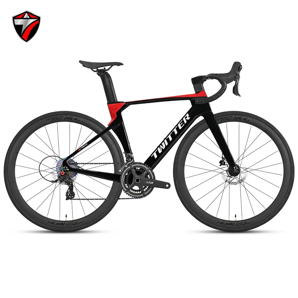 TWITTER R5pro Carbon Fiber Road Bike 22/24 Speed Racing with Hydraulic Disc Brakes Available in 7 Sizes - 43.5/46/48/50/52/54/56