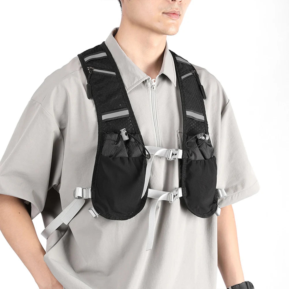 Hydration Running Vest Running Phone Holder Vest Multi-pockets Reflective Hydration Vest Breathable for Trail Running Marathons