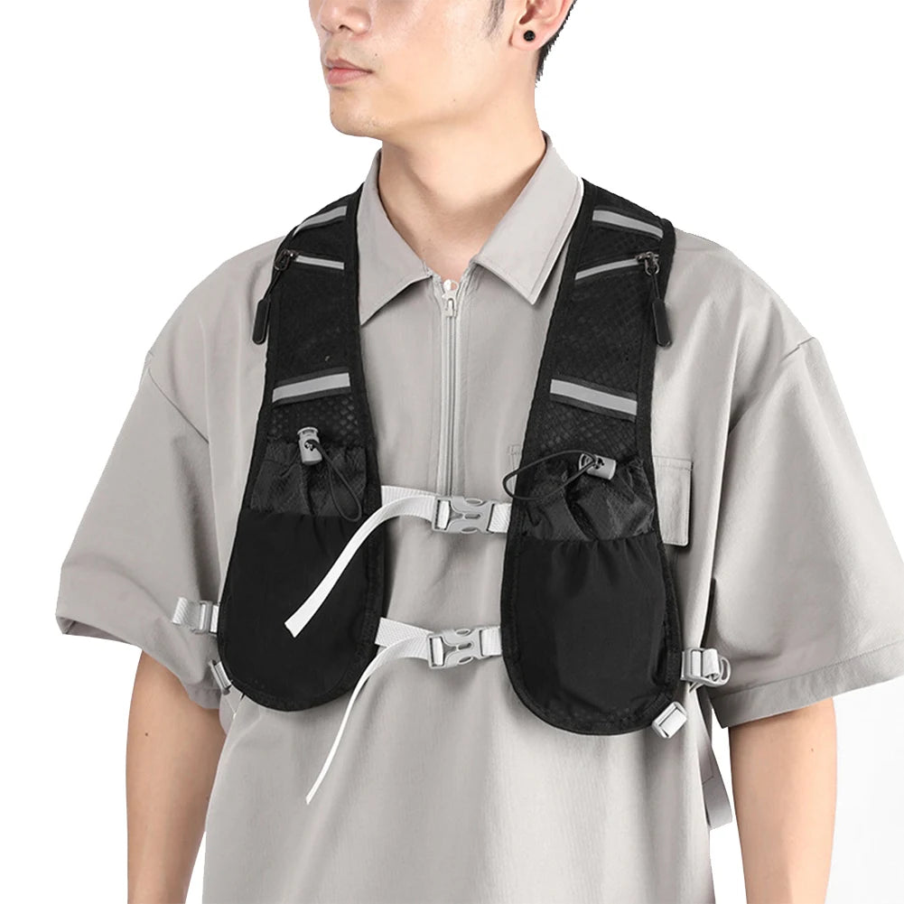 Hydration Running Vest Running Phone Holder Vest Multi-pockets Reflective Hydration Vest Breathable for Trail Running Marathons