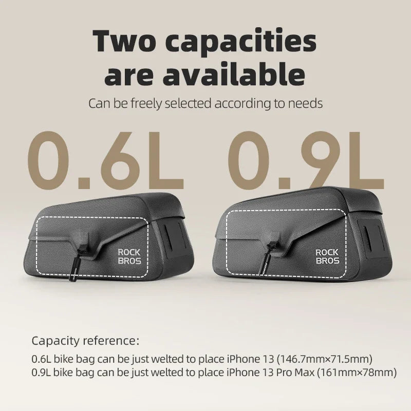 ROCKBROS Bike Top Tube Bag Magnetic Waterproof TPU Bike Frame Front Pack Mountain Bike Riding Storage Bag Cycling Accessories