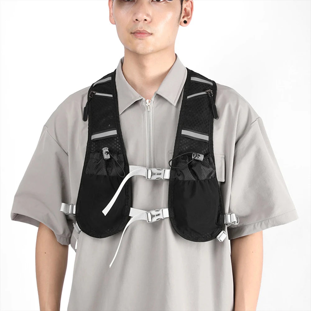 Hydration Running Vest Running Phone Holder Vest Multi-pockets Reflective Hydration Vest Breathable for Trail Running Marathons