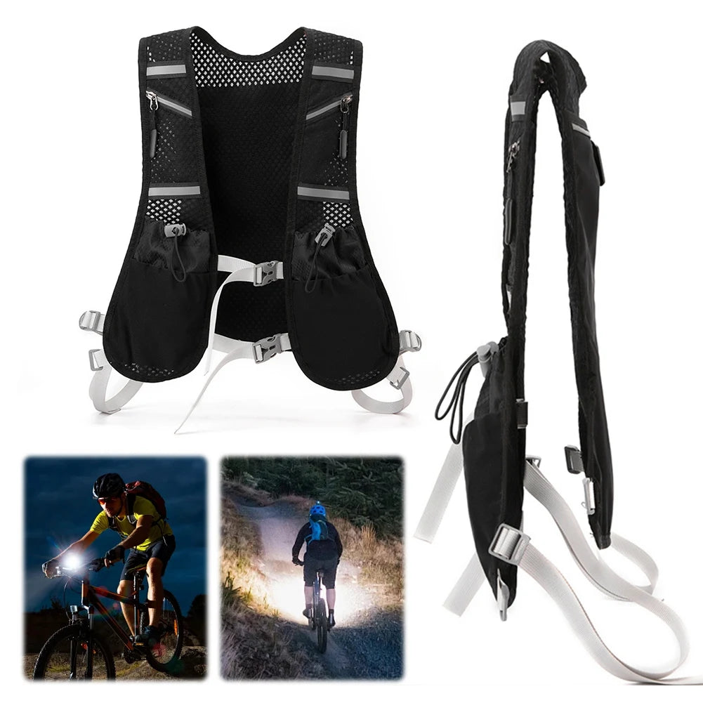 Hydration Running Vest Running Phone Holder Vest Multi-pockets Reflective Hydration Vest Breathable for Trail Running Marathons