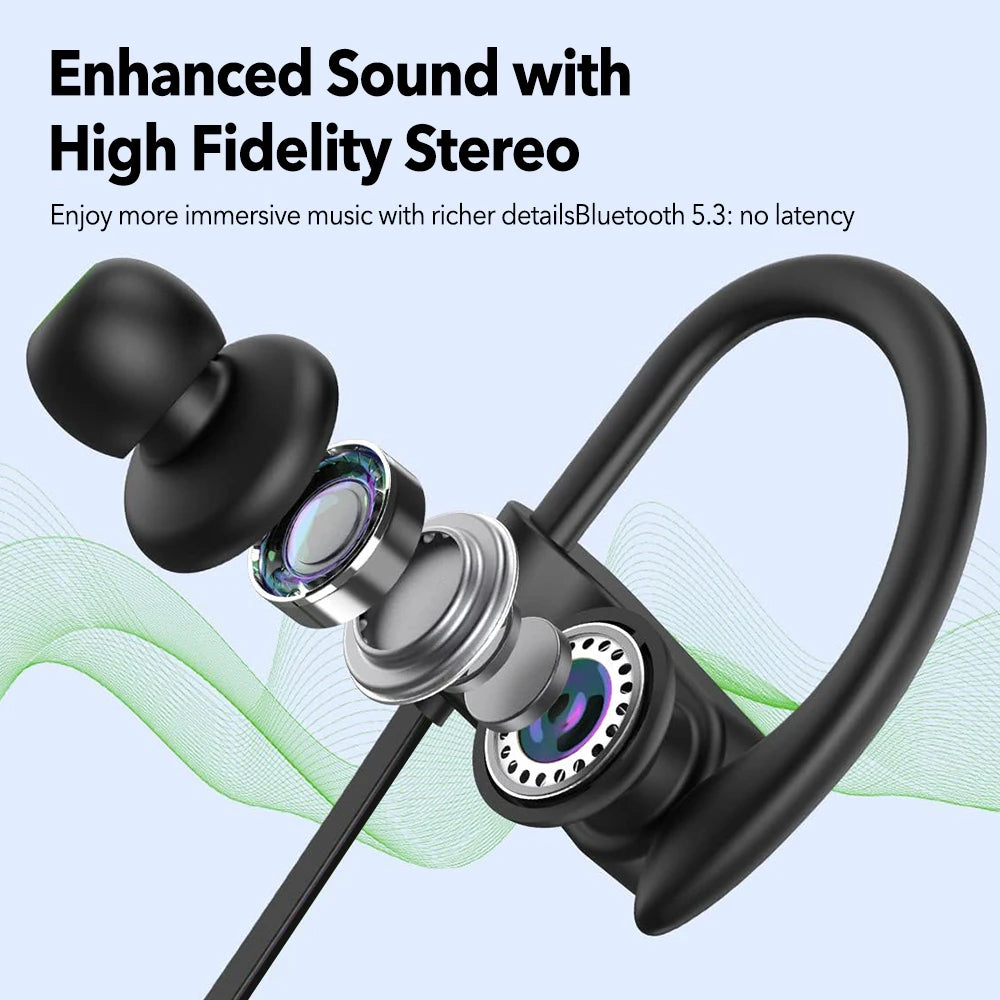 New Version Mpow Flame Sports Earphones IPX7 Waterproof Bluetooth V5.3 Earbuds 12 Hours Playtime&Noise Canceling Mic for iPhone