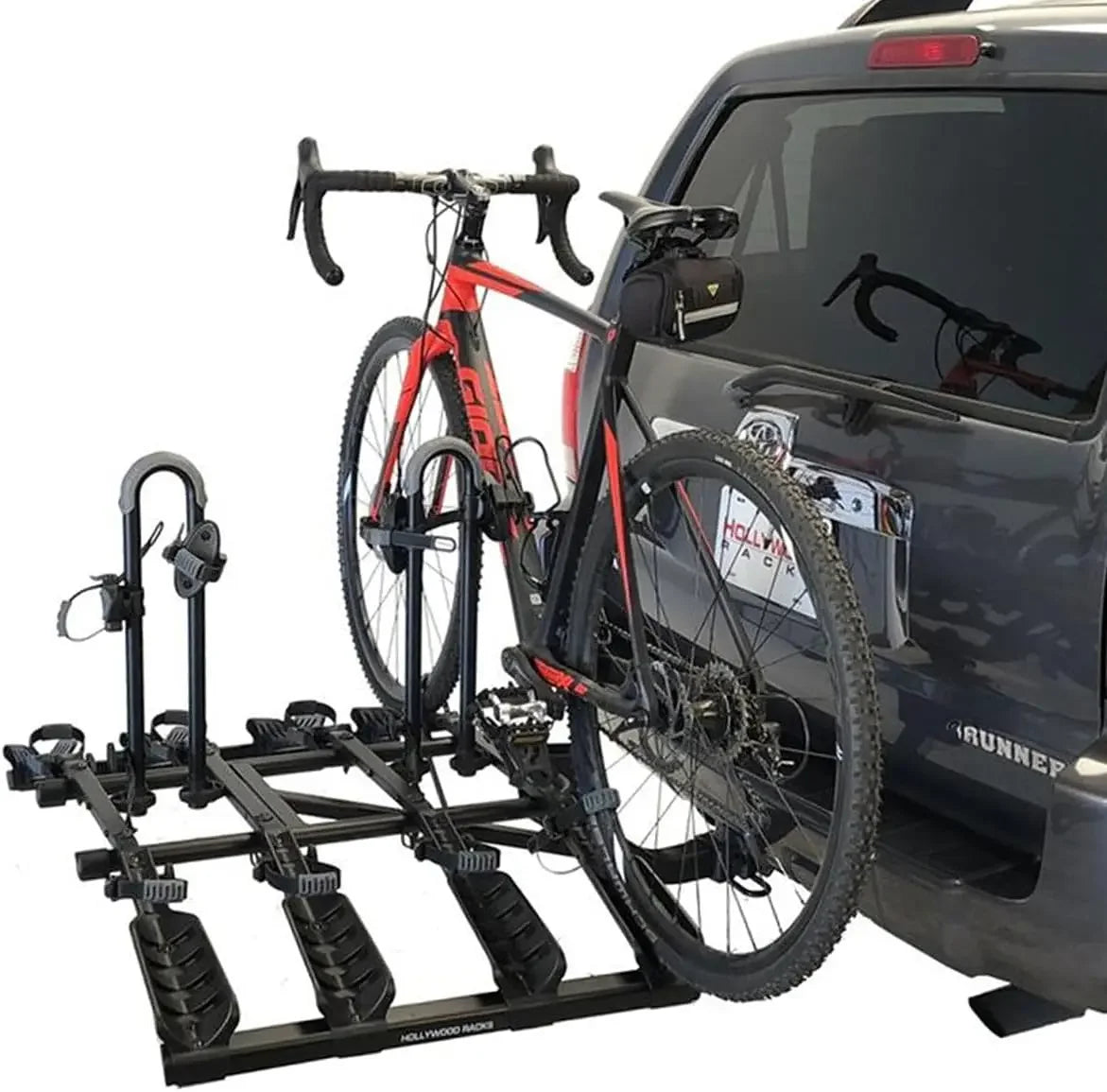 HOME-4 Hitch Bike Rack, Lightweight, Black Platform Style Bike Rack for Car Carries up to 4 Bikes for Safe, Secure Transport cam