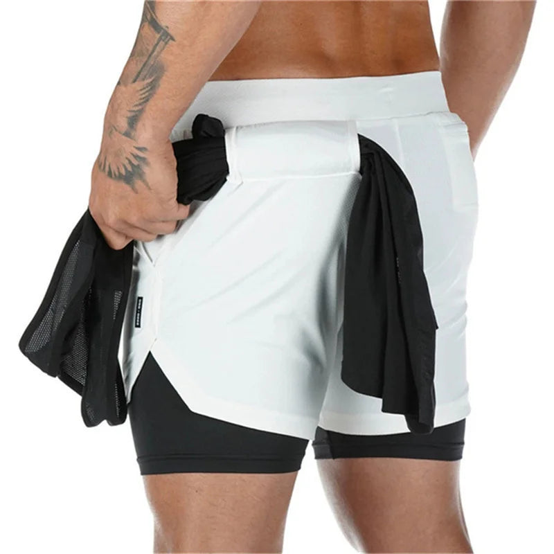 2024 Camo Running Shorts Men 2 In 1 Double-deck Quick Dry GYM Sport Shorts Fitness Jogging Workout Shorts Men Sports Short Pants