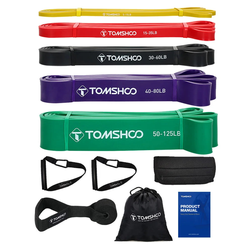 5Pcs 208cm Resistance Band Heavy Duty Latex Sports Elastic Belt with Accessories For Fitness Shape Body Home Gym