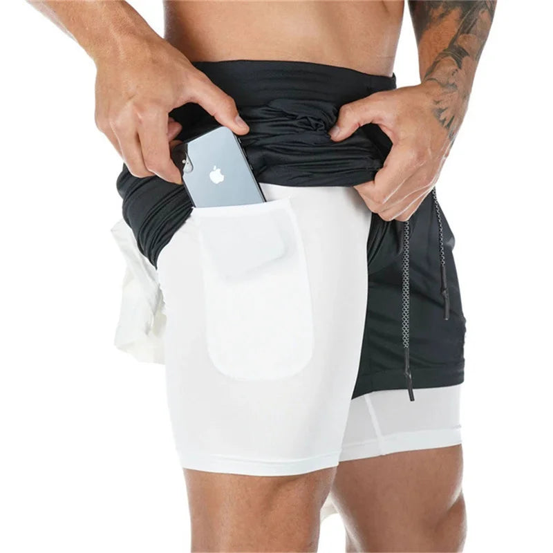 2024 Camo Running Shorts Men 2 In 1 Double-deck Quick Dry GYM Sport Shorts Fitness Jogging Workout Shorts Men Sports Short Pants