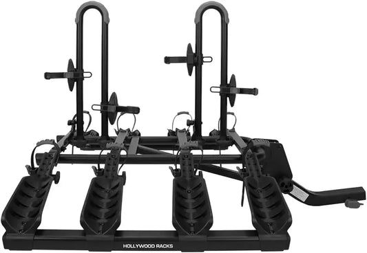 HOME-4 Hitch Bike Rack, Lightweight, Black Platform Style Bike Rack for Car Carries up to 4 Bikes for Safe, Secure Transport cam