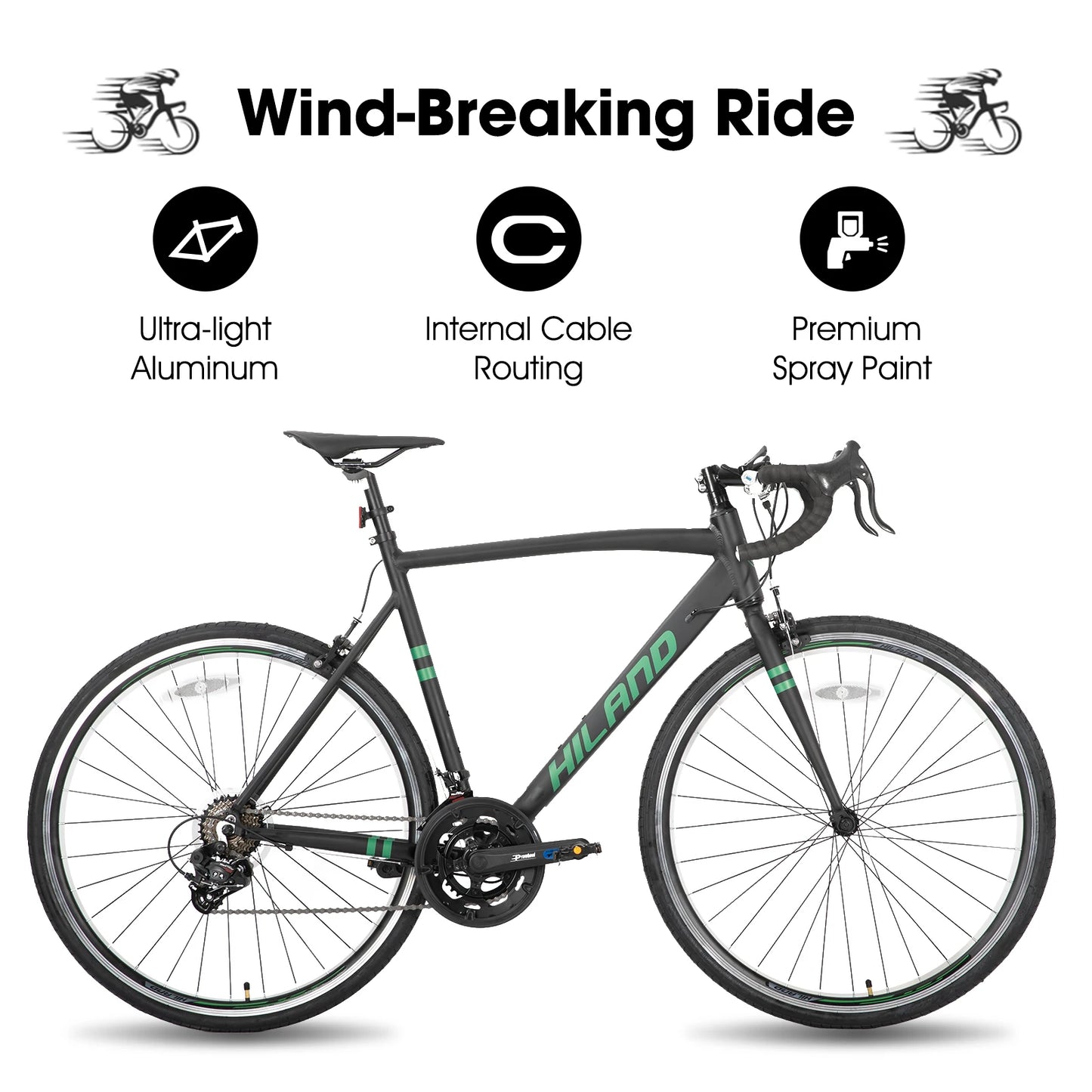 Hiland Aluminum Road Bike,Shimano 14 Speeds, 53/57cm Frame, Racing Bike for Men Mens Racing Bike