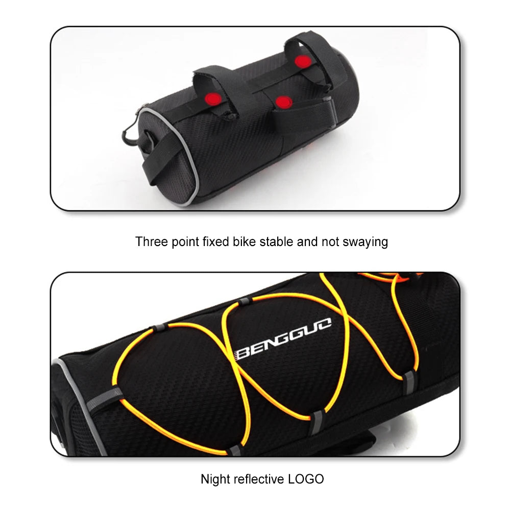 2.5L Bike Handlebar Bag Large Capacity Bicycle Frame Pannier Bag Multi-Pockets Portable Shoulder Bag Bike Accessories