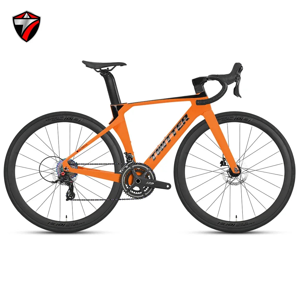 TWITTER R5pro Carbon Fiber Road Bike 22/24 Speed Racing with Hydraulic Disc Brakes Available in 7 Sizes - 43.5/46/48/50/52/54/56