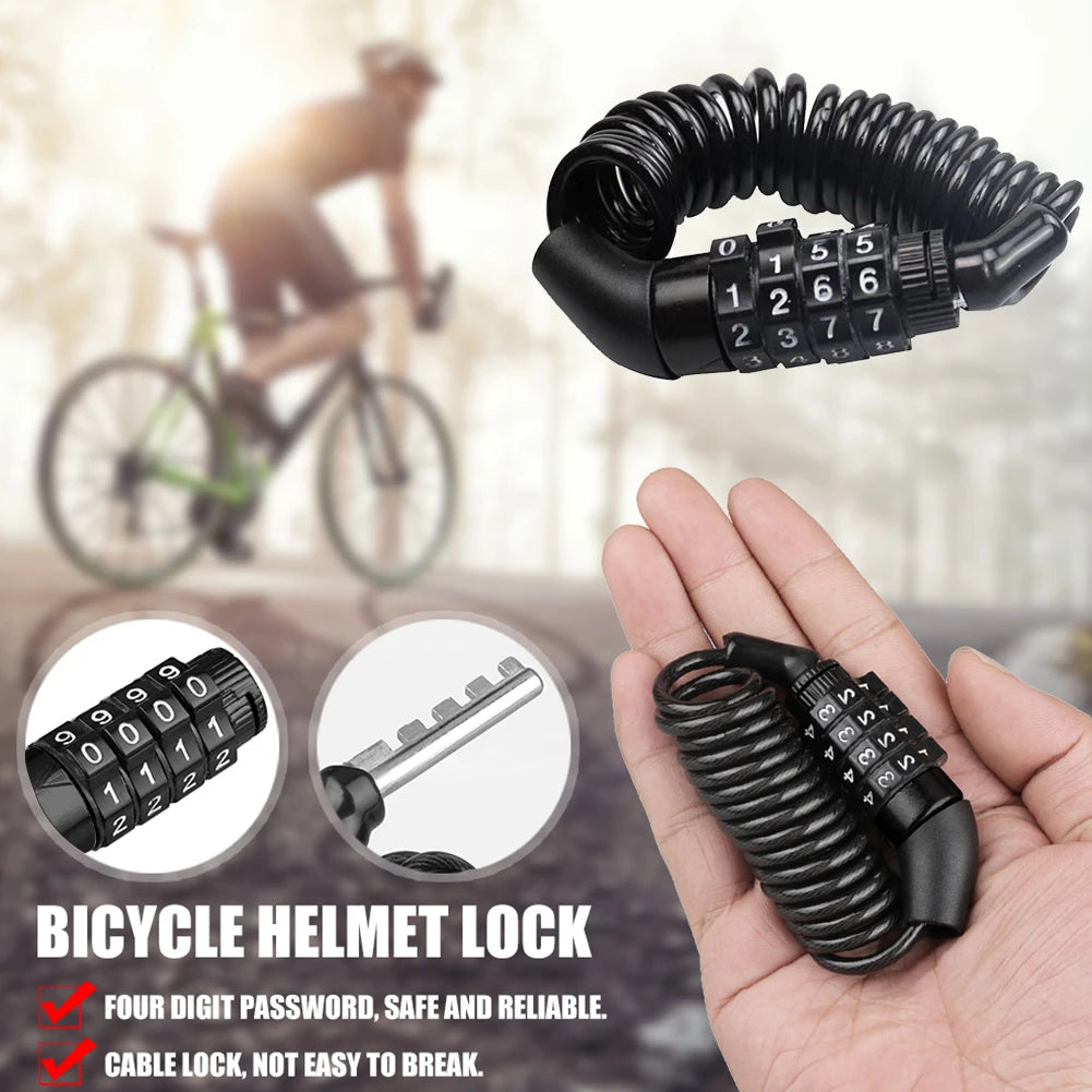 Bicycle Lock 4 Digit Combination Code Steel Cable Security Password Lock Anti-Theft Bike Bike Helmet Lock Cycling Accessories
