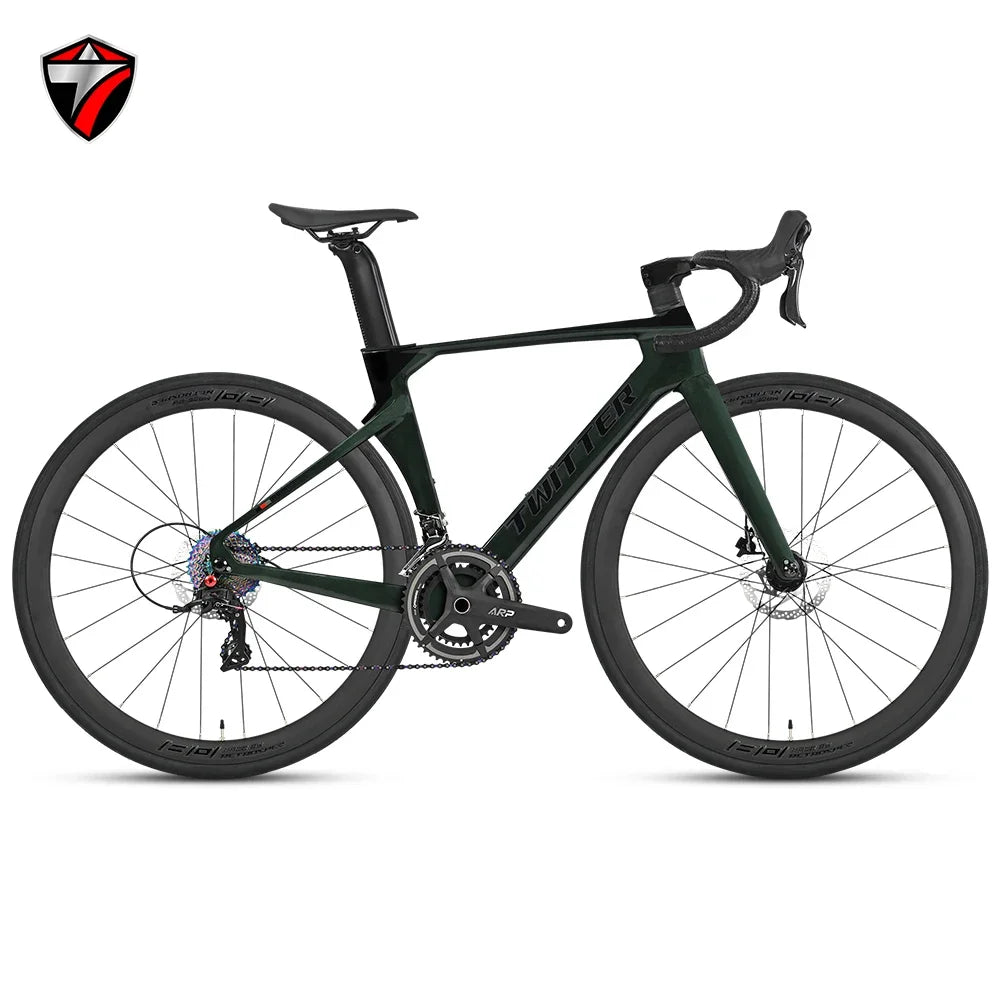 TWITTER R5pro Carbon Fiber Road Bike 22/24 Speed Racing with Hydraulic Disc Brakes Available in 7 Sizes - 43.5/46/48/50/52/54/56