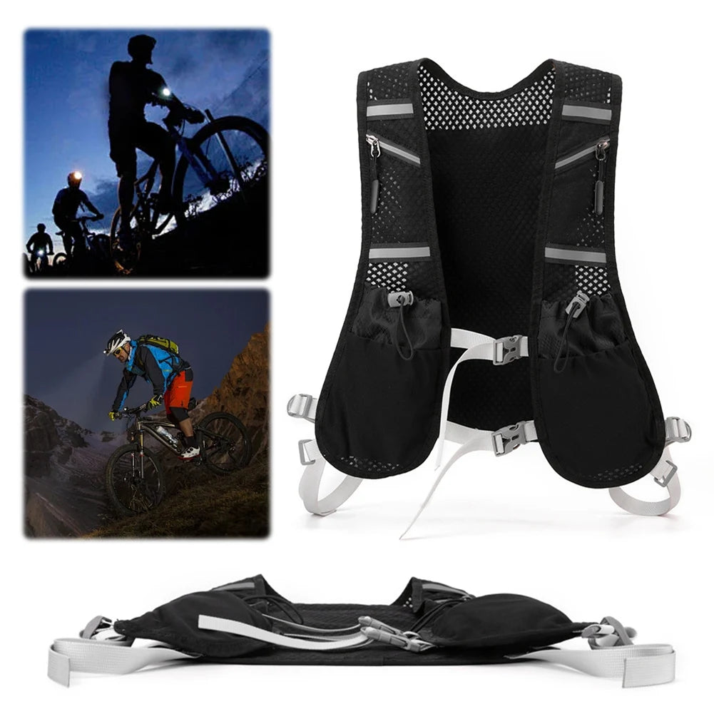 Hydration Running Vest Running Phone Holder Vest Multi-pockets Reflective Hydration Vest Breathable for Trail Running Marathons