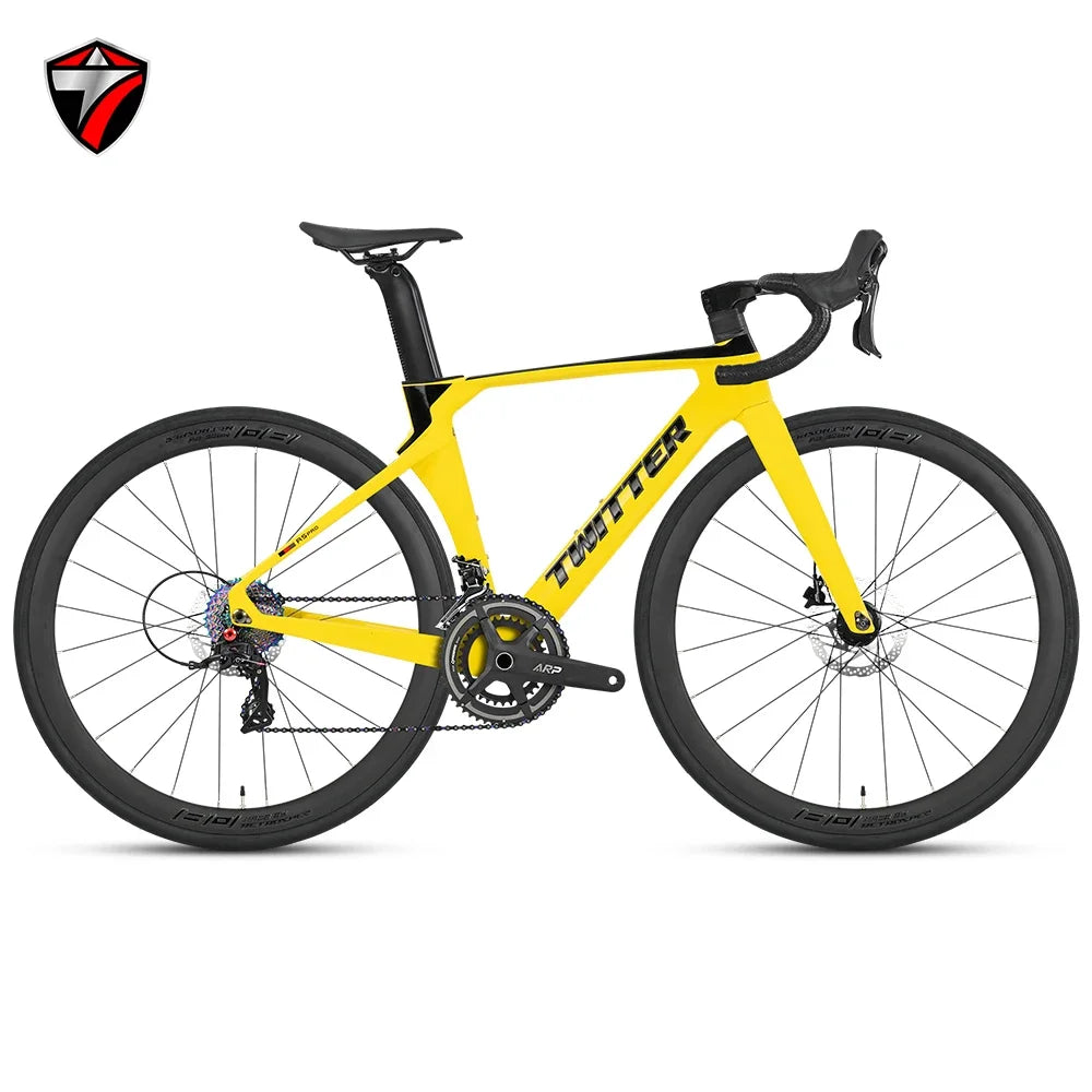 TWITTER R5pro Carbon Fiber Road Bike 22/24 Speed Racing with Hydraulic Disc Brakes Available in 7 Sizes - 43.5/46/48/50/52/54/56