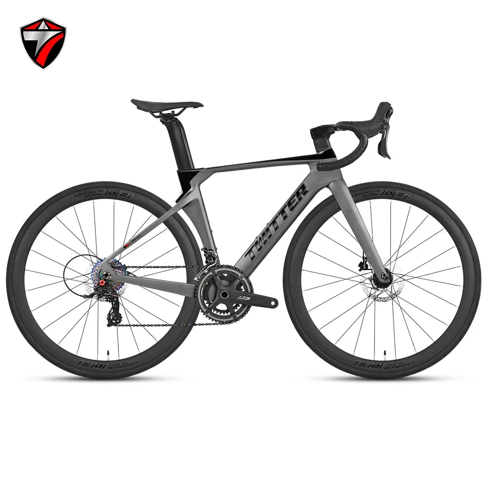 TWITTER R5pro Carbon Fiber Road Bike 22/24 Speed Racing with Hydraulic Disc Brakes Available in 7 Sizes - 43.5/46/48/50/52/54/56