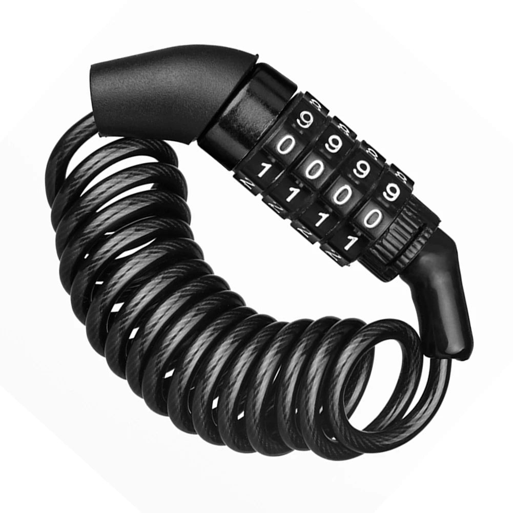 Bicycle Lock 4 Digit Combination Code Steel Cable Security Password Lock Anti-Theft Bike Bike Helmet Lock Cycling Accessories