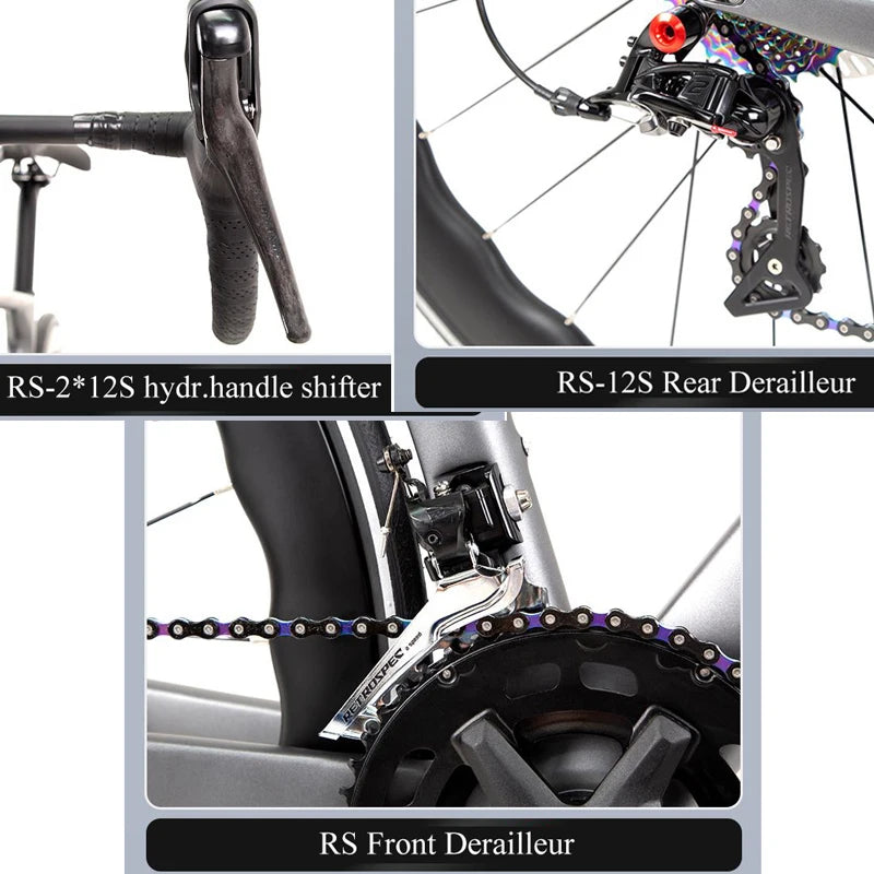 2025 Twitter Carbon Gravel Bikes 700*40C SENSAH 24 Speed Gravel Disc Bicycle With Carbon Integrated Drop Handlebar For Men Women