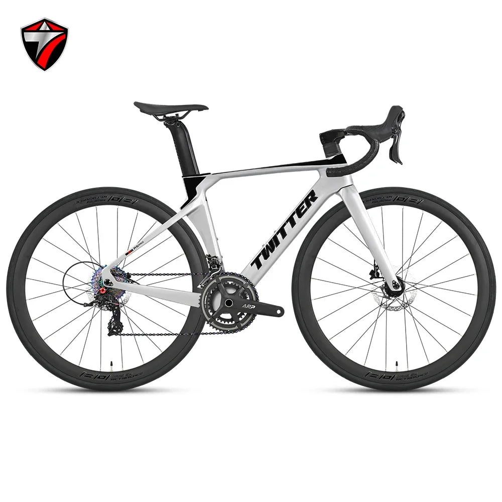 TWITTER R5pro Carbon Fiber Road Bike 22/24 Speed Racing with Hydraulic Disc Brakes Available in 7 Sizes - 43.5/46/48/50/52/54/56