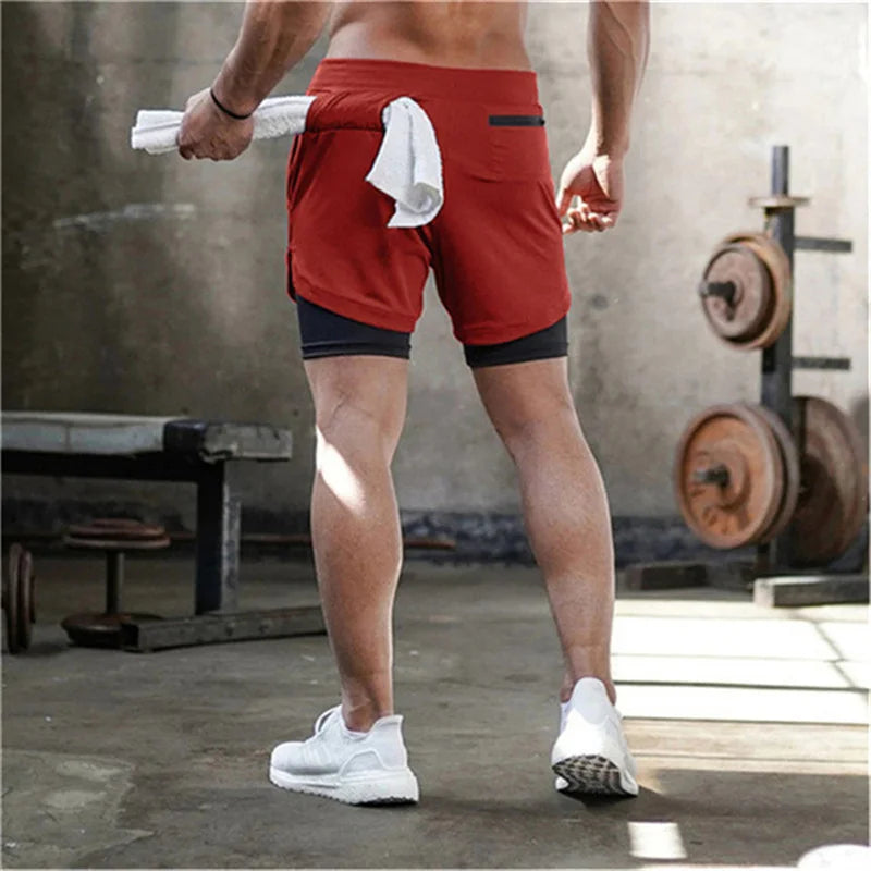 2024 Camo Running Shorts Men 2 In 1 Double-deck Quick Dry GYM Sport Shorts Fitness Jogging Workout Shorts Men Sports Short Pants