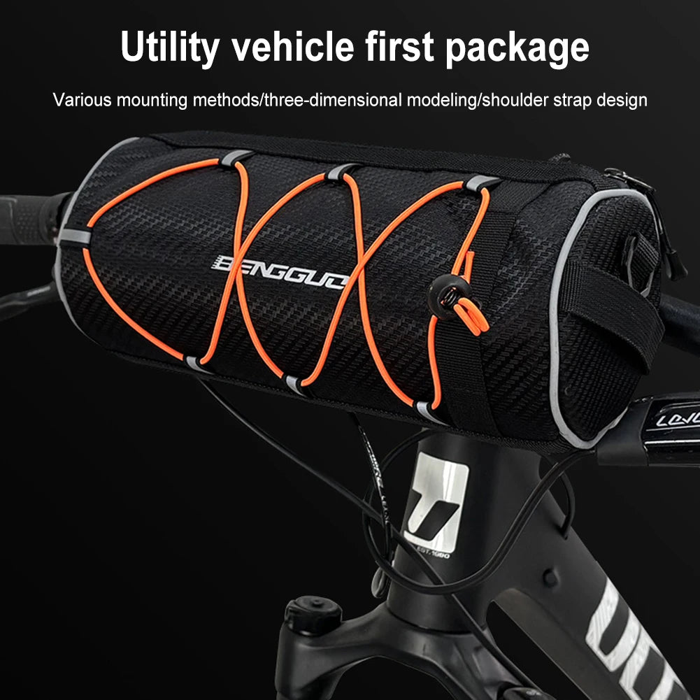 2.5L Bike Handlebar Bag Large Capacity Bicycle Frame Pannier Bag Multi-Pockets Portable Shoulder Bag Bike Accessories