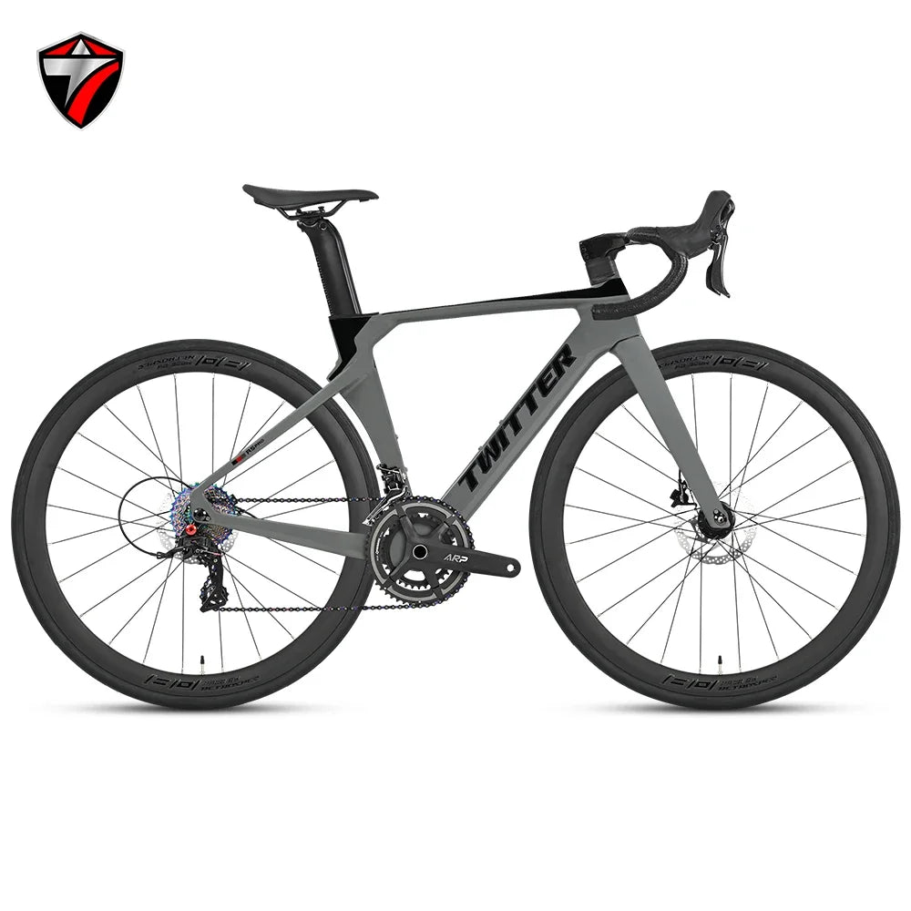 TWITTER R5pro Carbon Fiber Road Bike 22/24 Speed Racing with Hydraulic Disc Brakes Available in 7 Sizes - 43.5/46/48/50/52/54/56